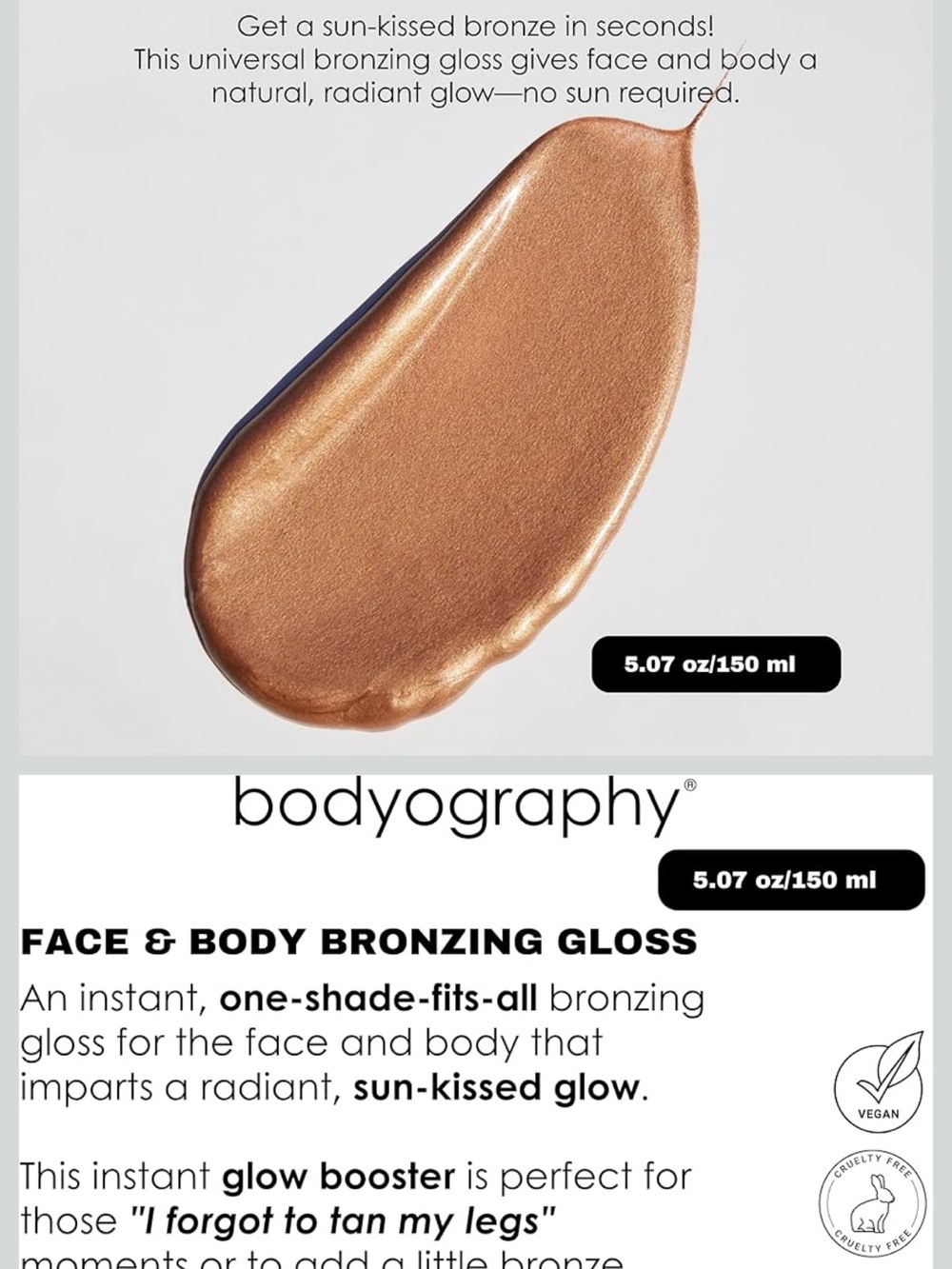 Bodyography Face & Body Bronzing Gloss - Warm Bronze - Picture 2 of 4